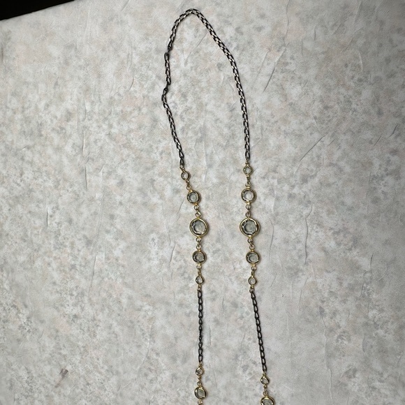 Vintage Signed Crown TRIFARI Necklace Gold Tone & Black  Chain Link Glass - Picture 10 of 15